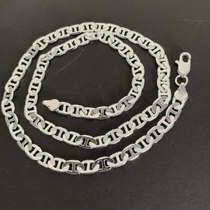 22" Mariner Link Necklace and 8" Bracelet Combo Stamped 925 Sterling Silver